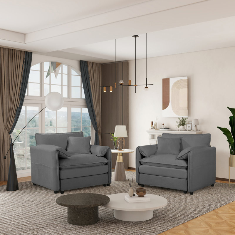 Ultimate Comfort Chenille Accent Chairs Set, Modern Versatile Seating For Bedroom And Living Room, Grey