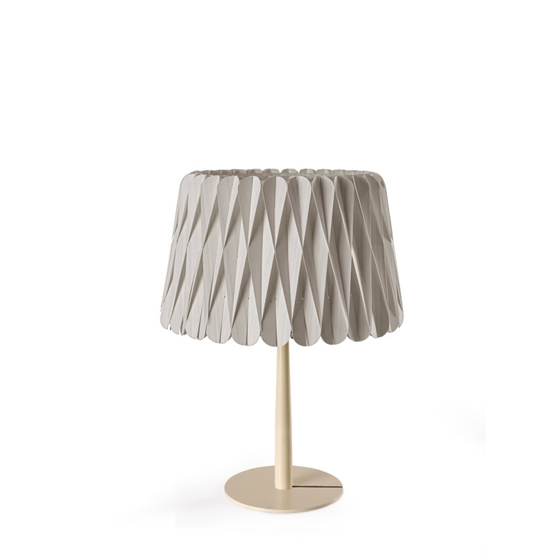 Lola Table Lamp, Matte Ivory, 20.9" H x 15.4" W x 15.4" D, Natural Beech