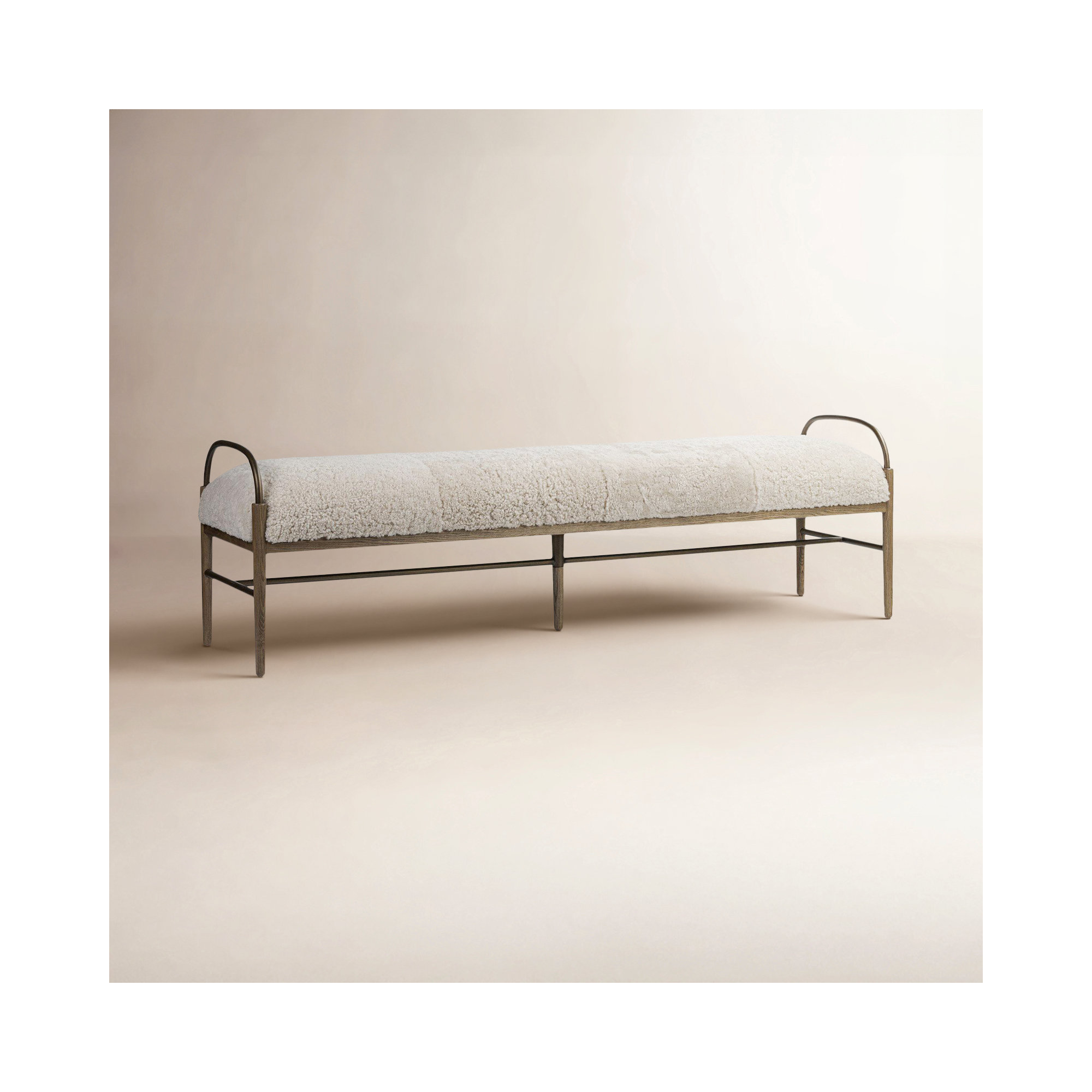 Demi Accent Bench, Beige Shearling