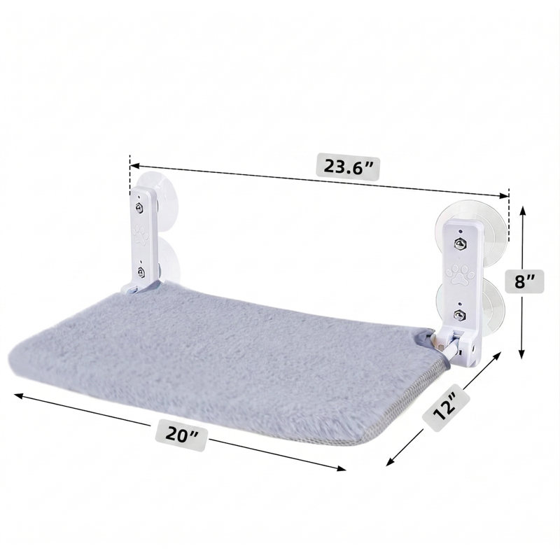 Hamac de fenêtre pliable pour chat pour bronzer et grimper, supportant 40 lb, housse réversible 2-en-1, gris clair