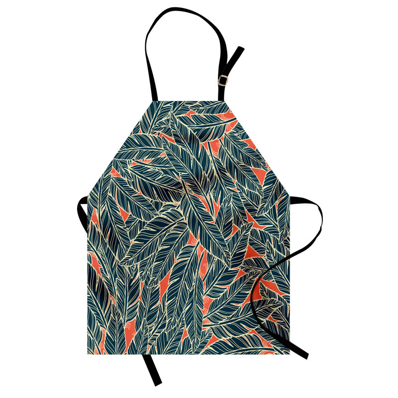Tablier plume East Urban Home unisexe, moderne, taille adulte, écarlate noir