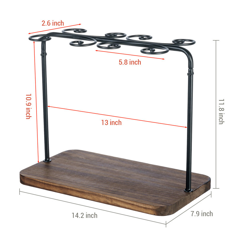 Metal Tabletop Wine Glass Rack In Brown