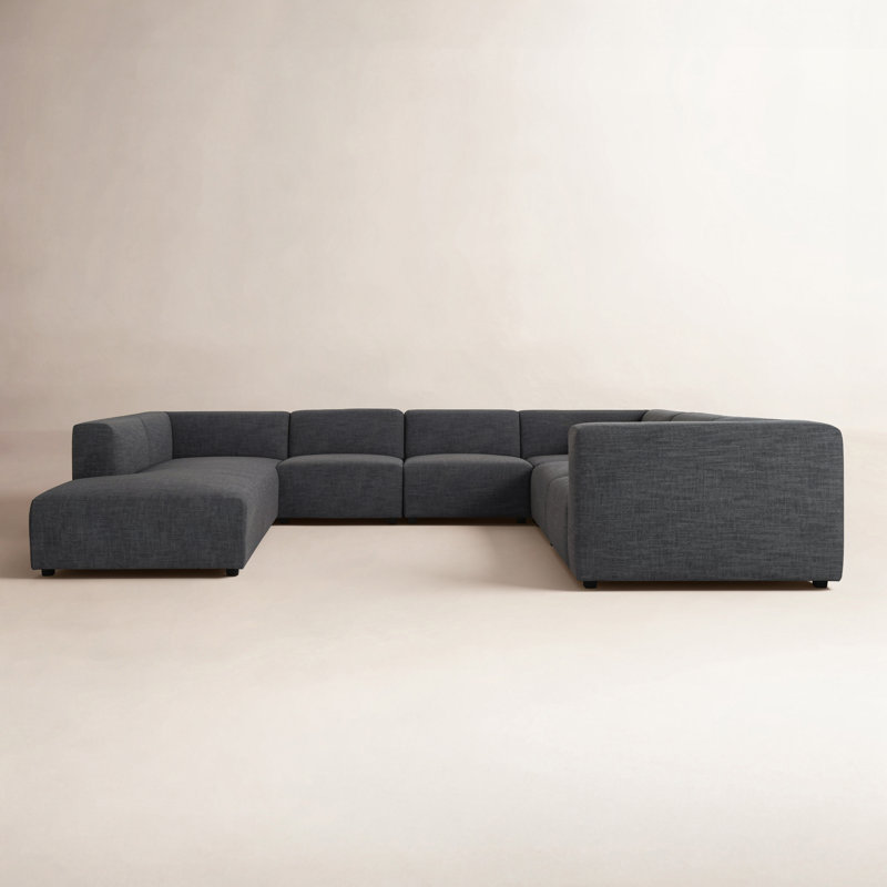 Apollo Sloan 6PC Sectional, Left Hand Facing, Saxon Charcoal Polyester Blend