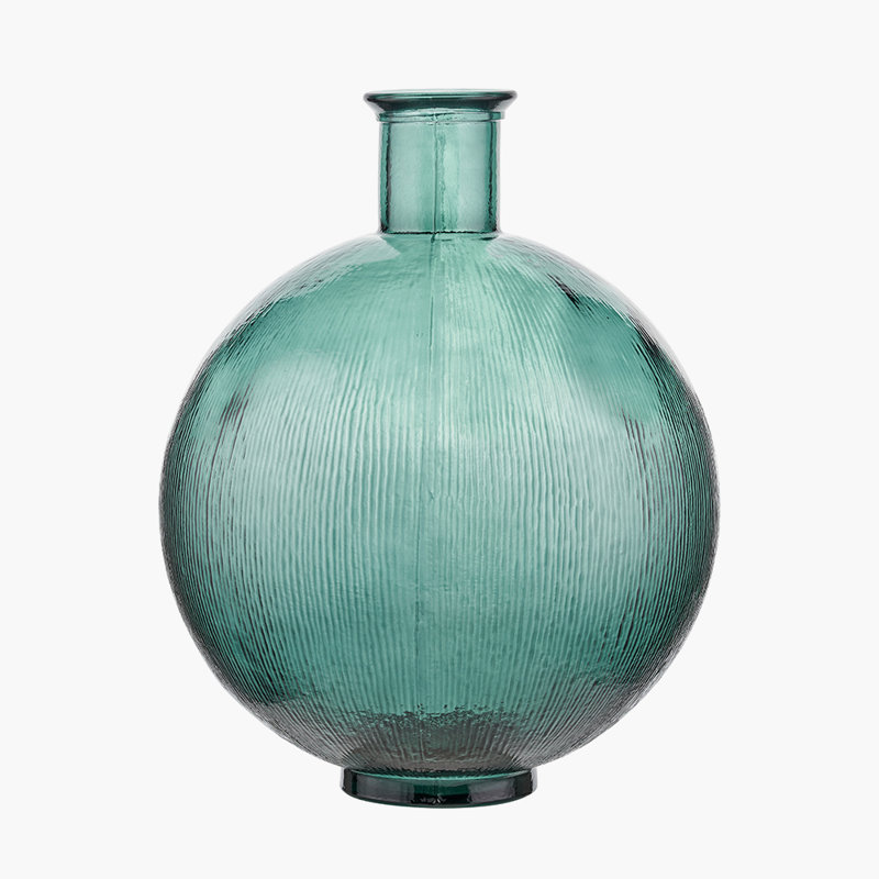 Round Recycled Glass Vase, Sea Green