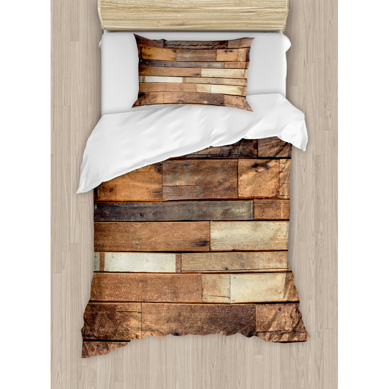 Wooden Rustic Polyester Duvet Cover, Twin
