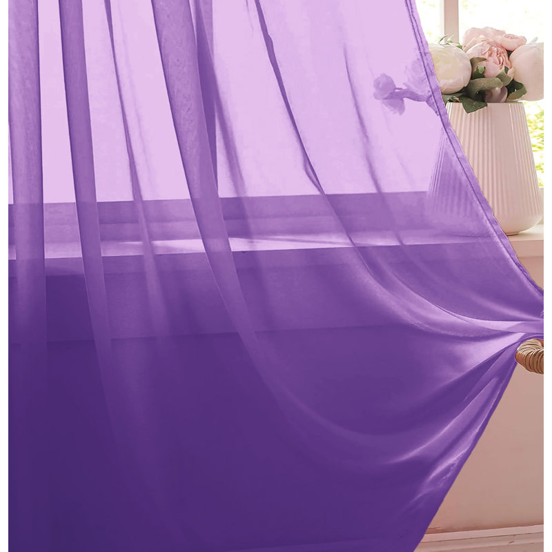 Sheer Window Rod Pocket Curtain Set 84" Inches Long (2 Panels), Turquoise