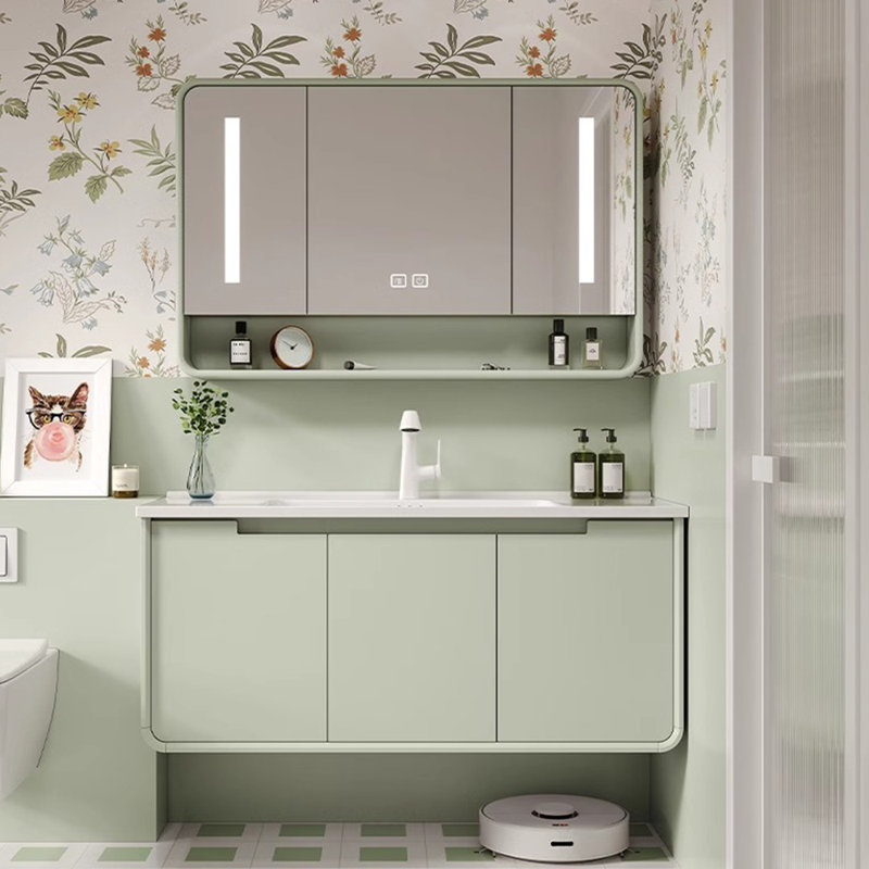 Armoire de salle de bain de style minimaliste français., Vert