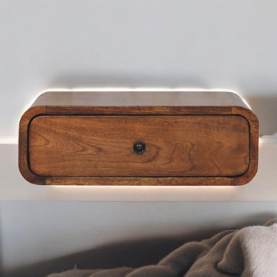 Avora Wall-Mounted Honey Caramel 1-Drawer Nightstand