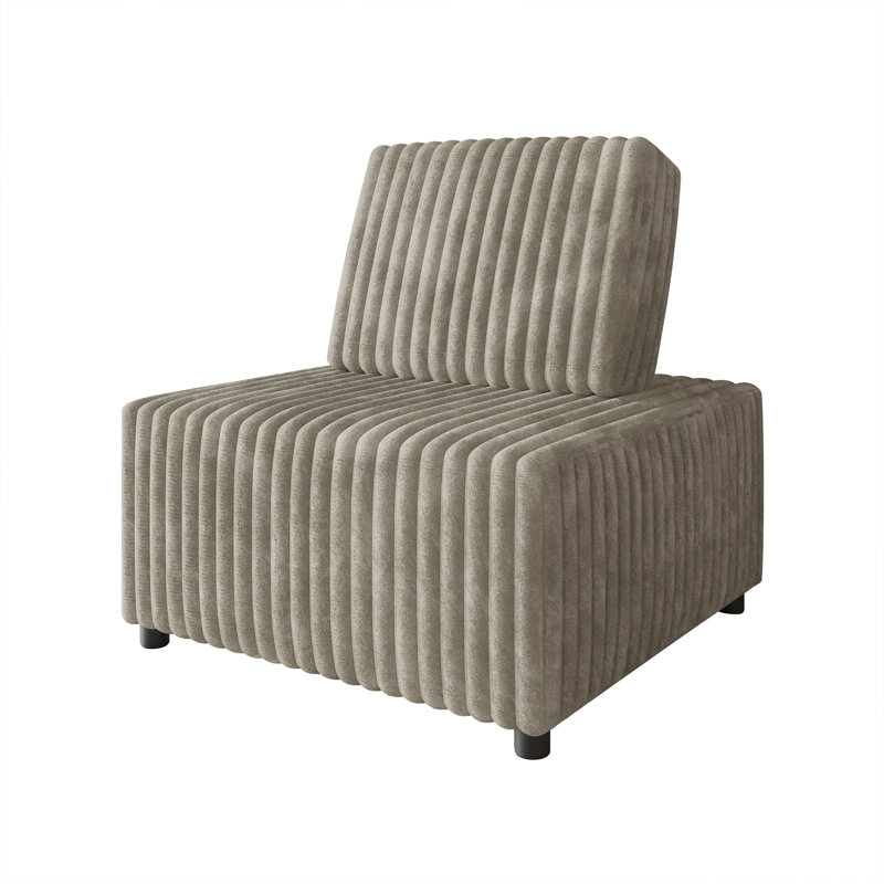 Ensemble de chaise modulaire et d'angle 6 pièces en velours beige, Velours beige