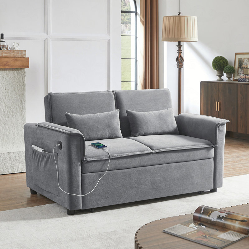 Canapé-lit convertible en tissu Modern, Gris