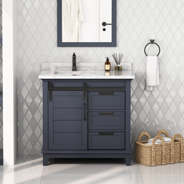 August Grove® Aroon 36'' Single Bathroom Vanity with Marble Top ...
