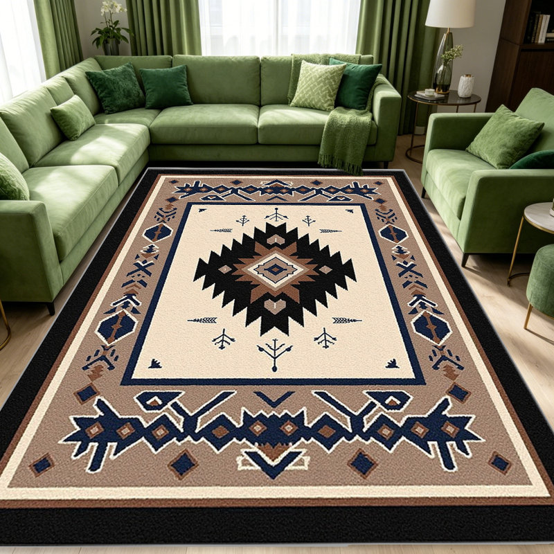 Black Beige Southwest Rug carpet-easy to clean, machine-washable, soft and comfortable; suitable for door mats, kitchens, living rooms, bedrooms, corridors, and laundry areas. Easy to clean, durable carpet for home decoration.