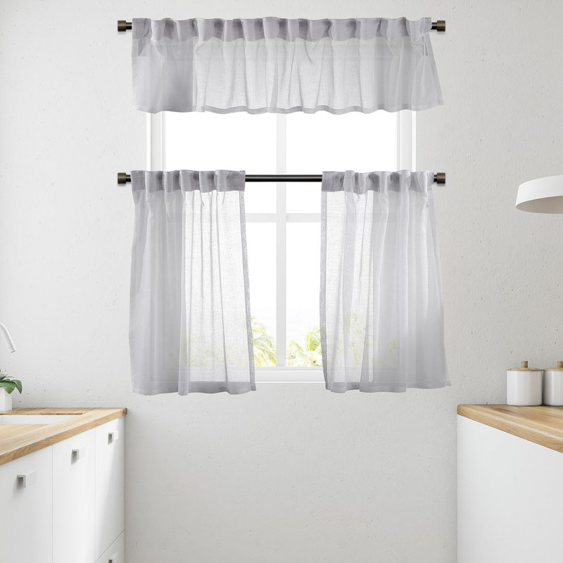 Solid Colour Kitchen Curtain, 100 W x 60 D cm, White