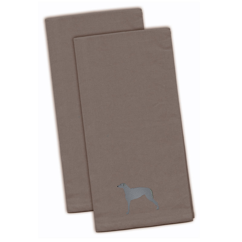 Cotton Embroidered Tea Towel Kitchen Towel, Gray, 28" H x 19" W x 0.1" D