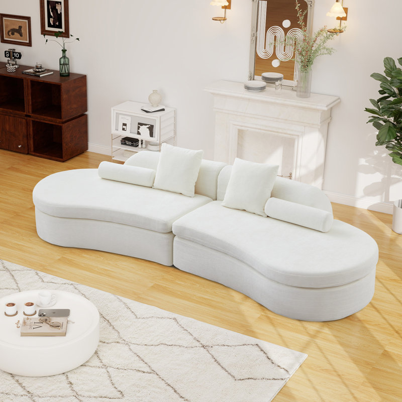 Canapé modulaire 125,98 po avec oreillers carrés et traversins, White