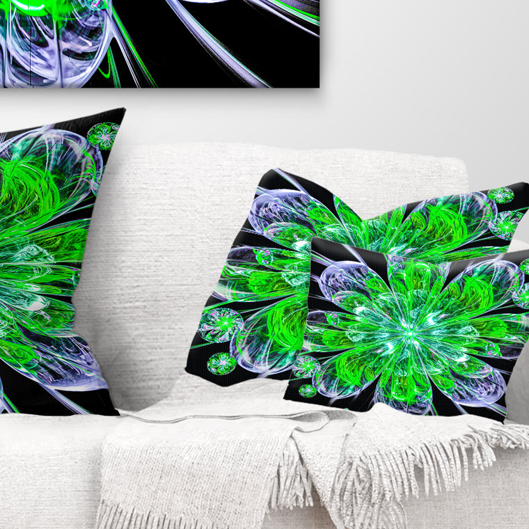Coussin lombaire à fleurs fractales impeccable perfect, Vert / Mauve