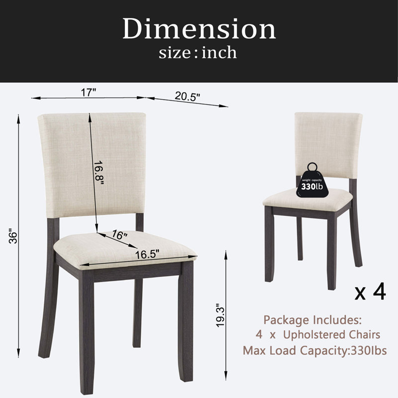 Dining Chairs Only, Modern Minimalist Dining Chairs Set Of 4, Kitchen Chair With Padded Seat, Wooden Upholstered Side Chair For Dining Room, Living Room, Kitchen