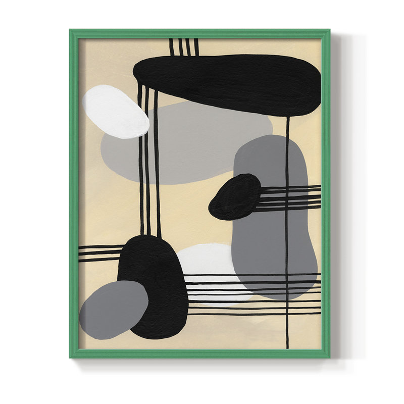 «Interconnected Shapes II», reproduction encadrée - bois massif, Vert, H 10 po x l 8 po