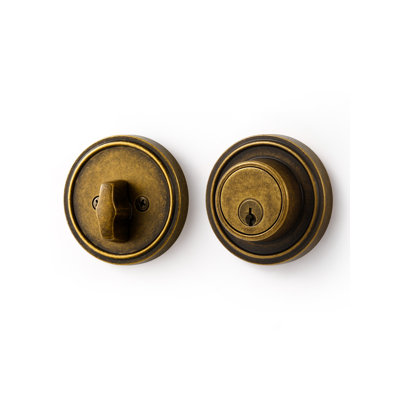 MRML Deadbolt Antique Brass Retro Keyed Entry Vintage Dead Bolt Lock, Single Cylinder, Lock with Key, Used for Exterior Front Entrance Entry Door