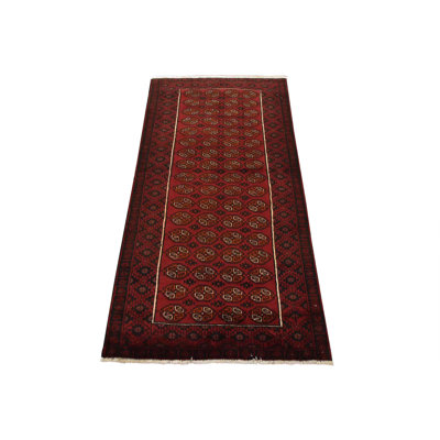 Vintage Bokhara Rug 3’3” X 6’2” Red Wool Hand-Knotted Oriental Carpet