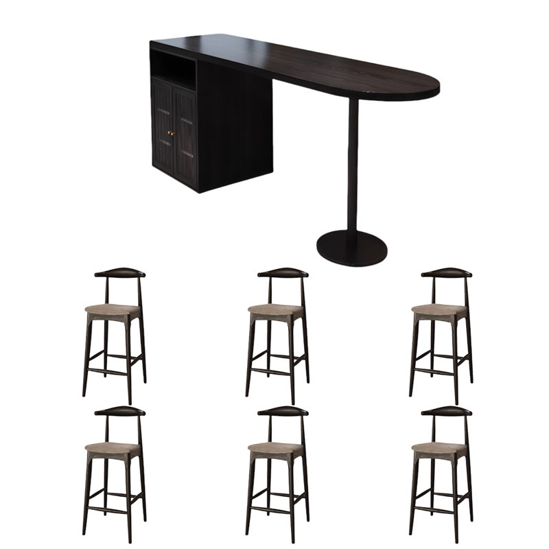 High-end solid wood black bar table, 41.3"H x 86.6"W x 15.7"D