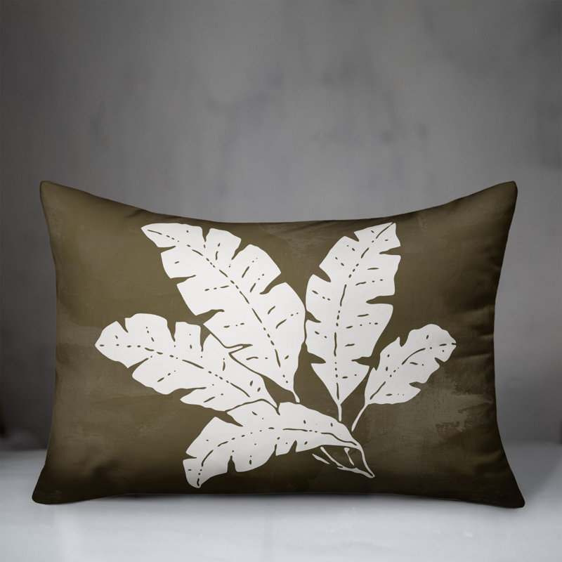 Floral Outdoor Reversible Throw Pillow, Brown