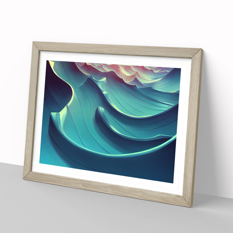 Surreal Ocean Wave Vol.5 Abstract - Single Picture Frame Print, 46cm H x 64cm W x 2cm D, Oak Framed