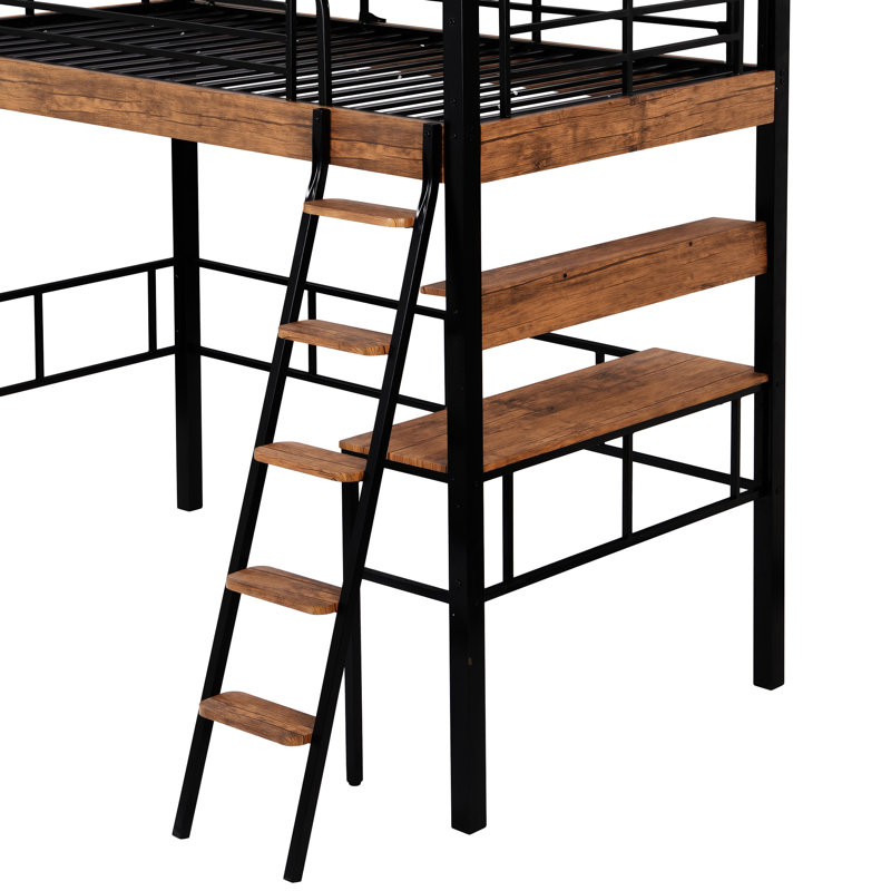 Lit mezzanine en métal avec bureau intégré, Simple