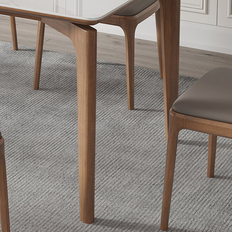 Contemporary Ash Dining Table Set, 29.52"H x 70.86"L x 35.43"W