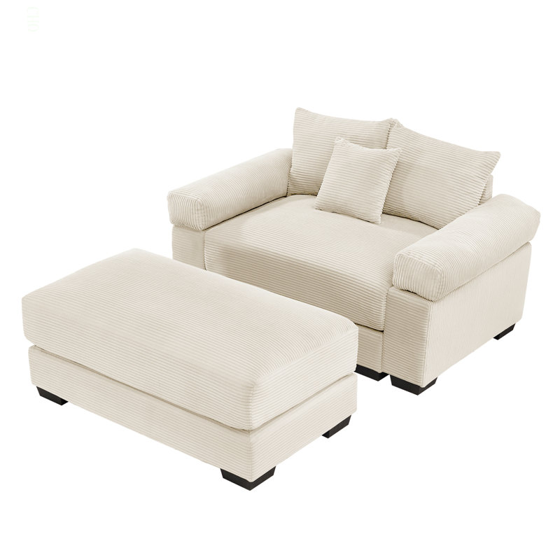 Canapé modulaire surdimensionné 54,3 po Cloud, Velours côtelé crème