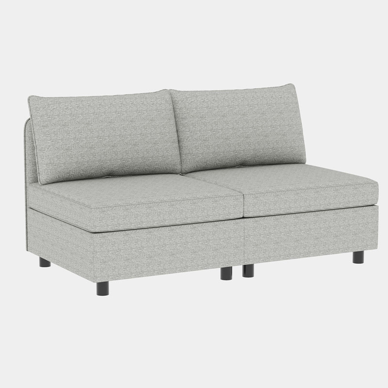 Siège sans accoudoirs pour canapé modulaire modulaire, siège de canapé convertible avec rangement, Gris chenille