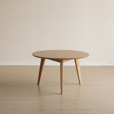 Table basse ronde moderne en chêne massif de 23,6 po Fjord