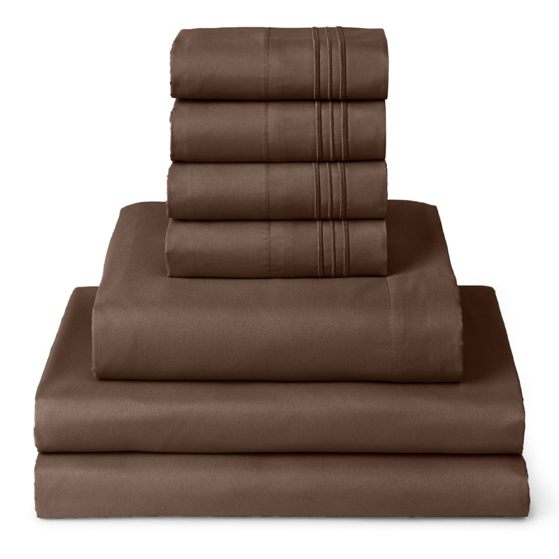 Ensemble de draps Mellanni 1800, Ensemble de draps divisés très grand lit avec 2 , Brun