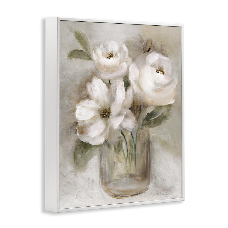 Giclée encadrée de roses Soft Brushstroke, design par Nan, Encadrement giclée blanc côtier, H 20 po x l 16 po