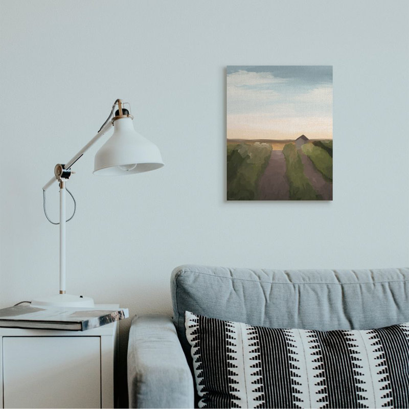 «Subtle Vineyard Landscape with Ombre Skyline» par Gigi Louise - impression d'art graphique, H 20 po x l 16 po x 1,5 po