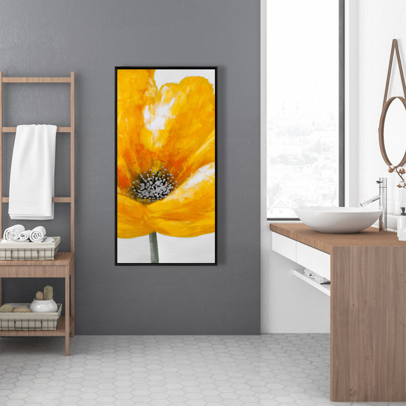 Beautiful Yellow Flower Print On Canvas, H 48 po x l 24 po