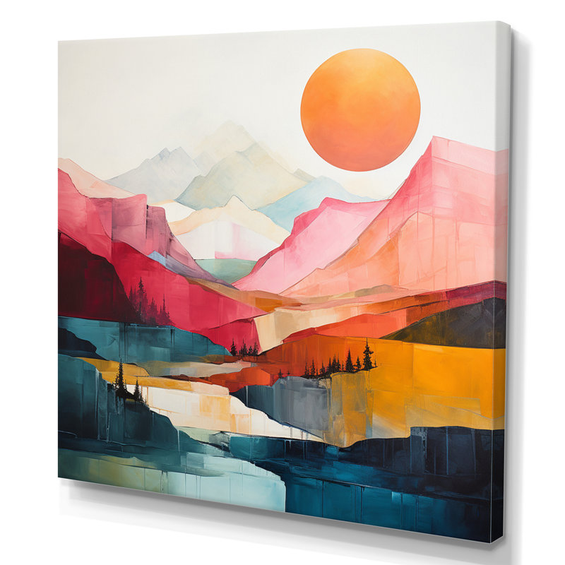 Pastel Bold Sunset Landscape IV - Abstract Wall Art Prints, 30" H x 30" W, Toile tendue