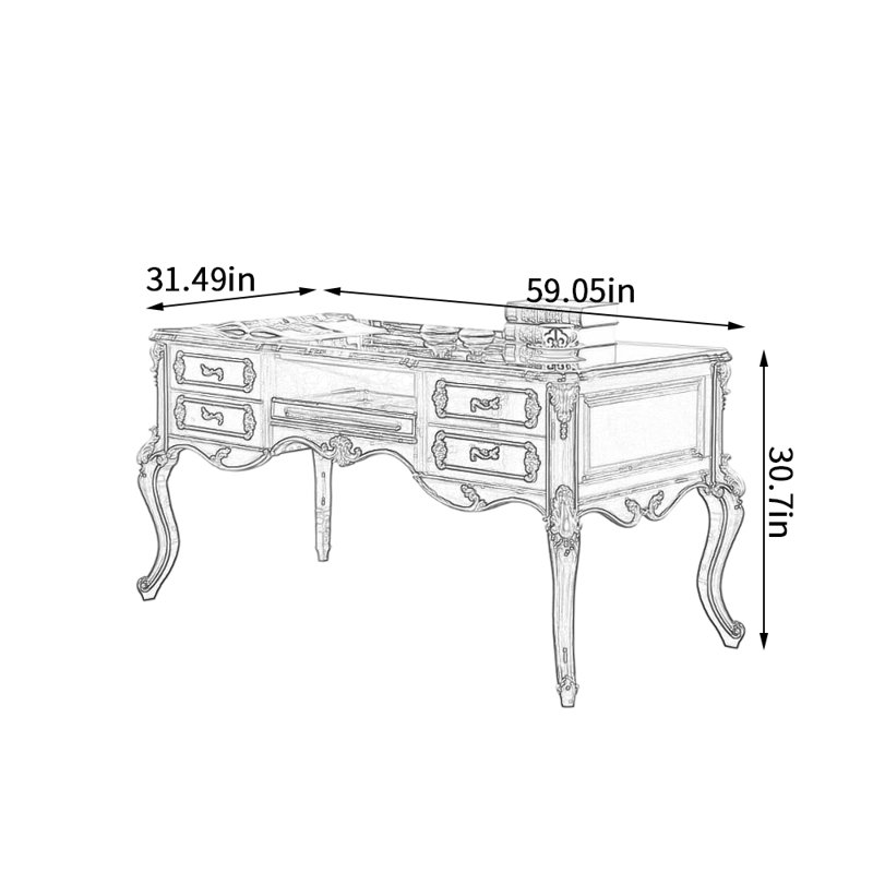 Bureau d'ordinateur brun-rouge durable,  H 30,7 po x l 59,05 po x P 31,49 po