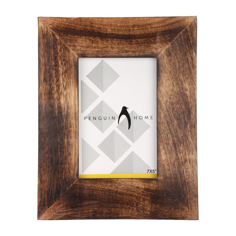 Bogazi Wood Picture Frame with Mat, 7" x 5", Burnt Brown