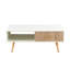Table basse Boho avec pieds en bois massif et tiroir de rangement coulissant-322085554