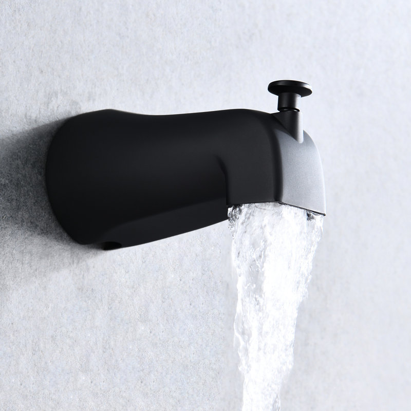 Pomme de douche à une poignée et bec de baignoire avec valve, robinet mural en plastique noir mat, débit de 1,8 gal / min, bec pivotant, réglable pour une douche relaxante complète, gestion des trous de pulvérisation