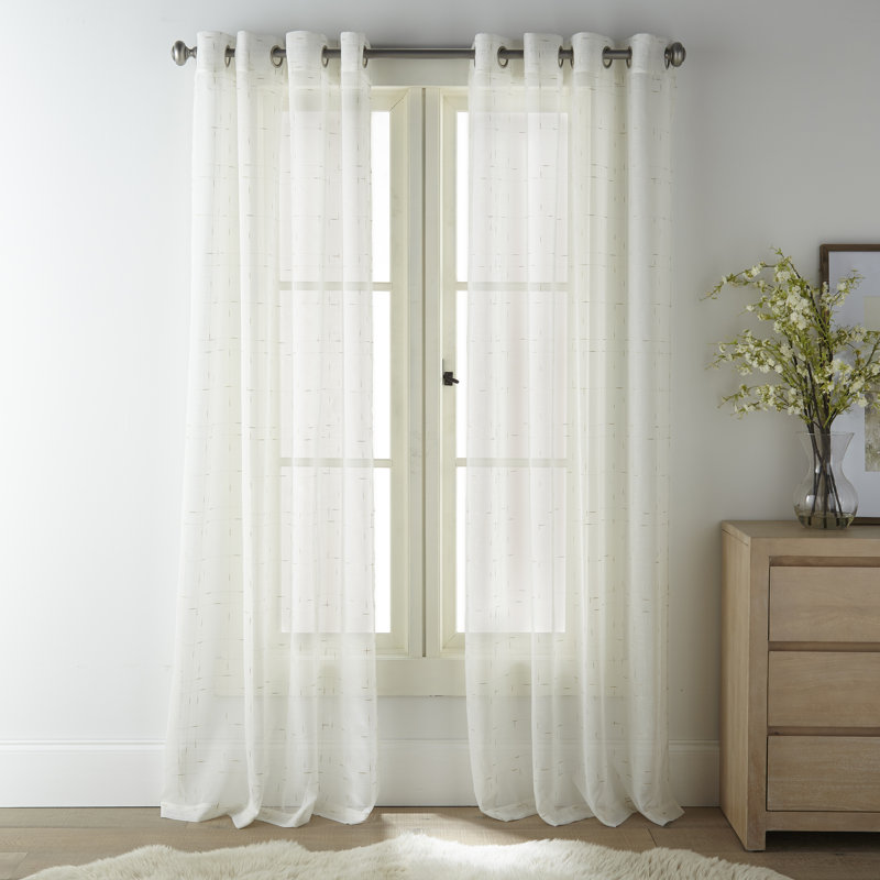 Paire de rideaux transparents Meilan, L 52 po x L 63 po, Or blanc