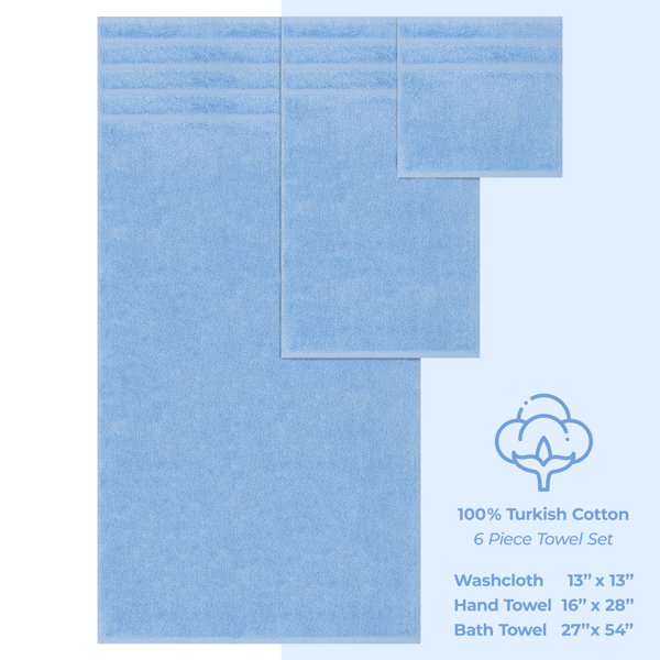 Hotel Vendome Bath Collection 100% Cotton Towel Set 6-Piece Bath Hand  Fingertip