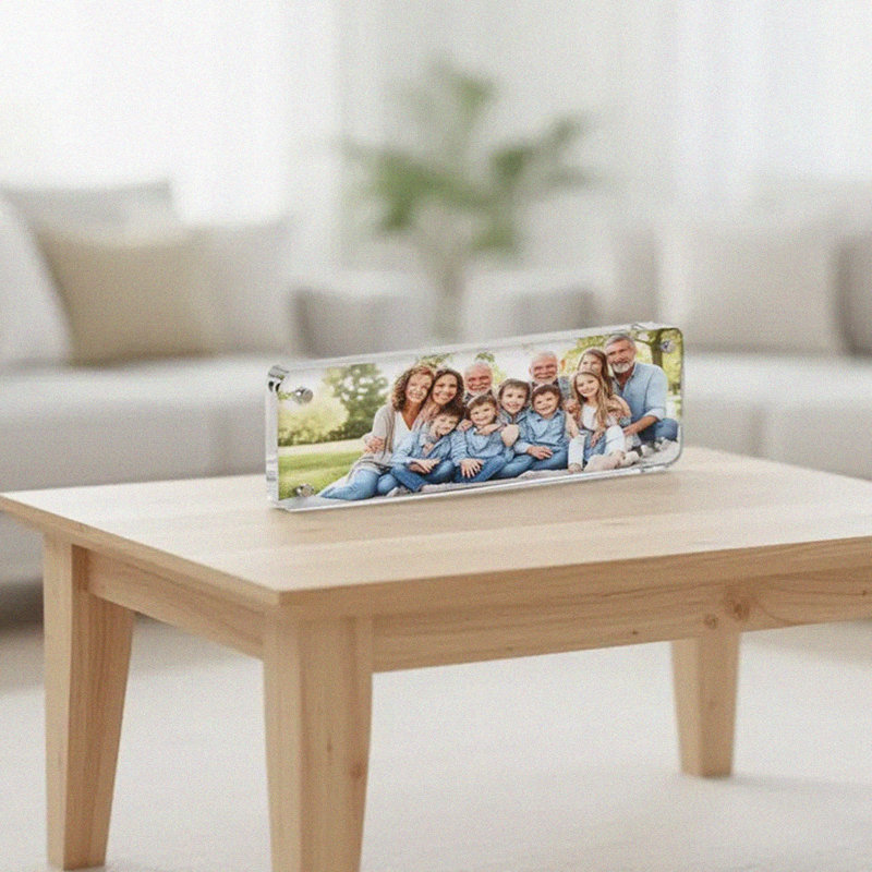 Premium Rounded Clear Acrylic Magnetic Photo Frame, 3" X 8"
