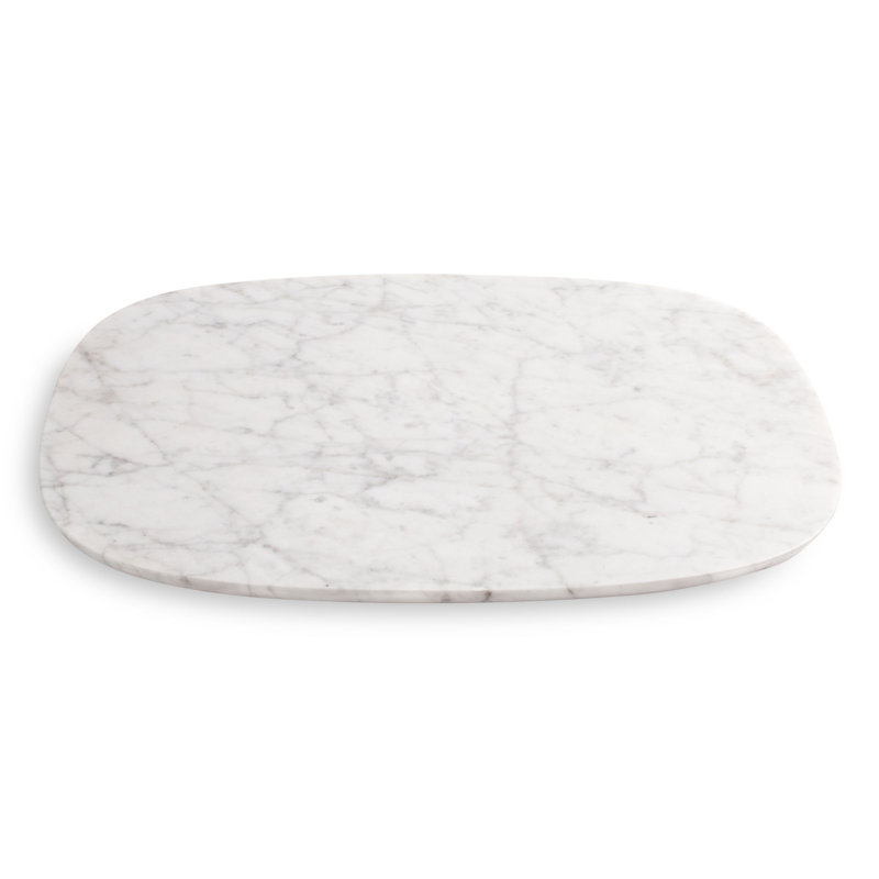 Plateau en marbre Delicieuse, H 1 po x l 16 po x P 13 po, White Marble