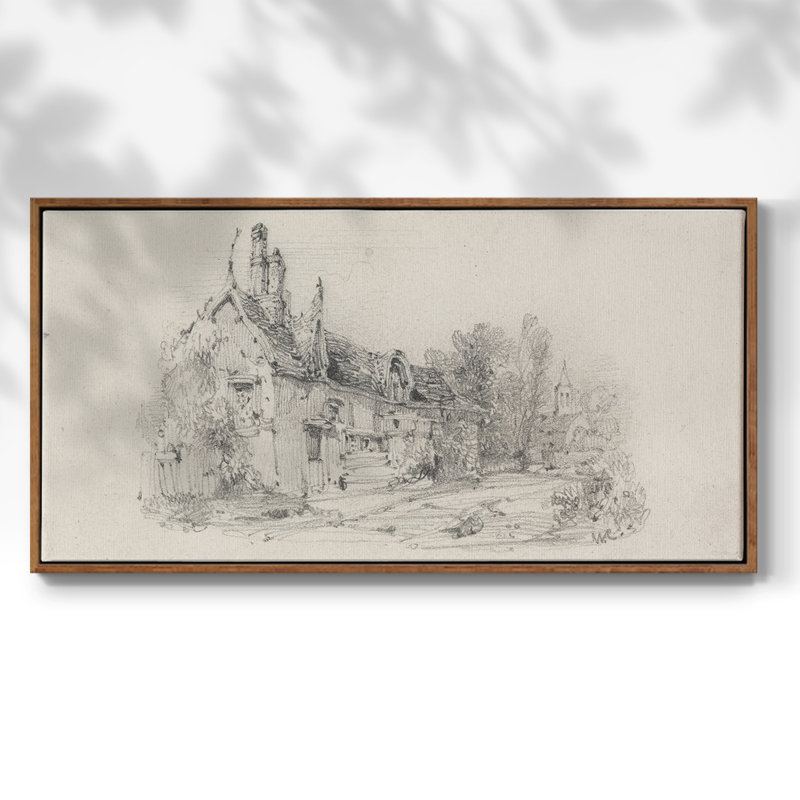 Série abstraite-CM- Toile tendue avec châssis tendue, prête à accrocher, H 25 po x l 49 po, Noyer
