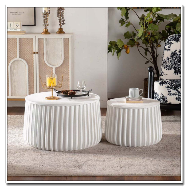 Ensemble de tables de rangement rondes blanches