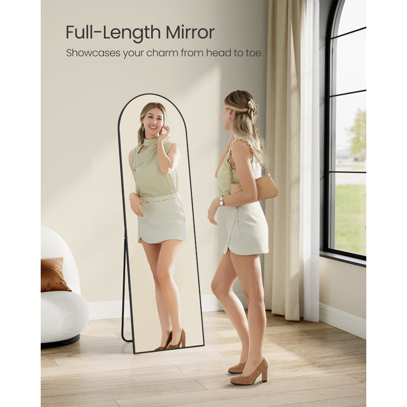 Full Length Mirror, Arched Full Body Mirror With Stand, Aluminium Alloy Frame Floor Mirror, Tempered Glass, For Bedroom, Living Room, Cloakroom