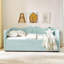 Lit de jour simple, lit de jour rembourré en vichy équipé d'un cadre de lit gigogne escamotable et d'une poche de rangement latérale, canapé-lit multifonctionnel en bois massif pour chambre d'enfant et chambre d'invités - Cyan-1383724845-1383724844