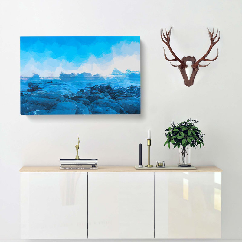 Sea View At Dawn In Abstract - Wrapped Canvas Painting, 35cm H x 50cm W x 3cm D